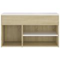 vidaXL Lavica na topánky biela a dub sonoma 80x30x45 cm drevotrieska