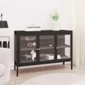 vidaXL Komoda čierna 105x35x70 cm oceľ a sklo