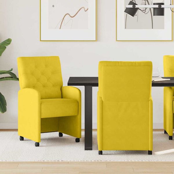 vidaXL Jedálenské stoličky na kolieskach 2 pcs Žltá 58 x 67 x 97 cm