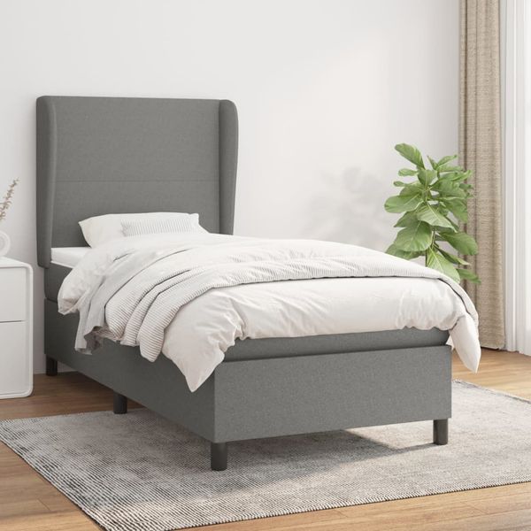 vidaXL Boxspring posteľ s matracom tmavosivá 100x200 cm látka