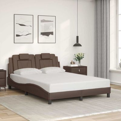 vidaXL Rám postele Viana bez matraca hnedý 140x190 cm umelá koža
