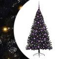 vidaXL Umelý predsvietený vianočný stromček Čierna 180 cm PVC