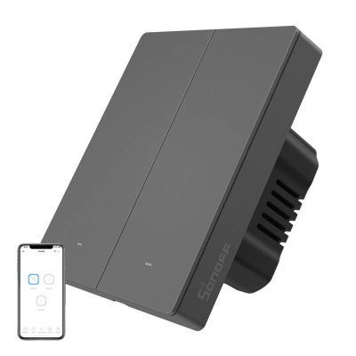 Inteligentný WiFi nástenný spínač SONOFF M5-2C-80 (2-kanálový, do rámu, grafitový)