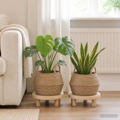 vidaXL Kvetináč s uchami 2 ks Prírodná Ø 45 x 36 cm 100% Morská tráva
