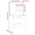 vidaXL toaletný stolík so zrkadlom Artisan Dub 74,5x40x141 cm