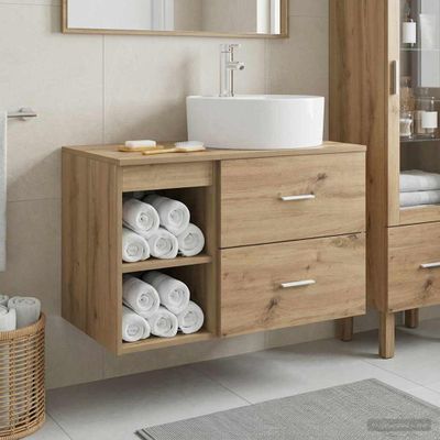 vidaXL Sada kúpeľňového nábytku 2 pcs Dub artisan Kompozitné drevo