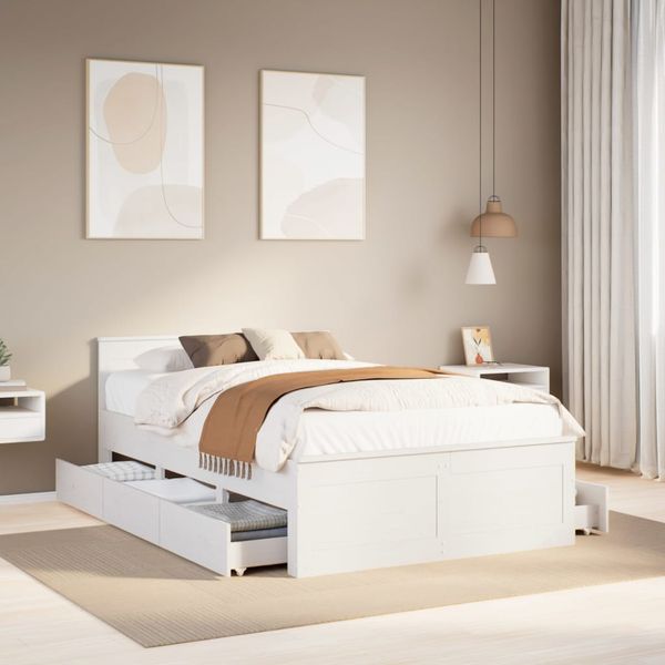 vidaXL Posteľ s matracom s čelom biela 120x200 cm borovicový masív