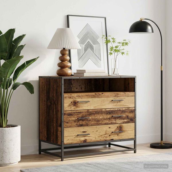 vidaXL Zásuvkový kabinet 3-Šuplík Staré drevo 70 x 41 x 70 cm