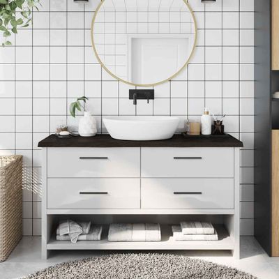 vidaXL Kúpeľňová doska tmavohnedá 120x40x(2-4) cm ošetrený masív