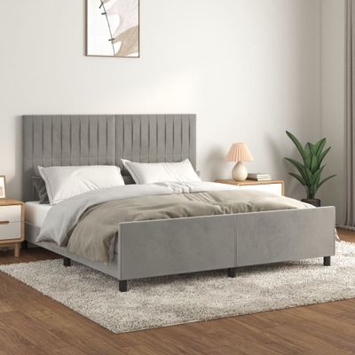 vidaXL Posteľ bez matraca svetlosivá 160x200 cm zamat