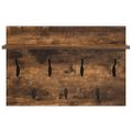 vidaXL Vešiak na stenu Nástenná montáž Dymová dub 60 x 40 x 12 cm