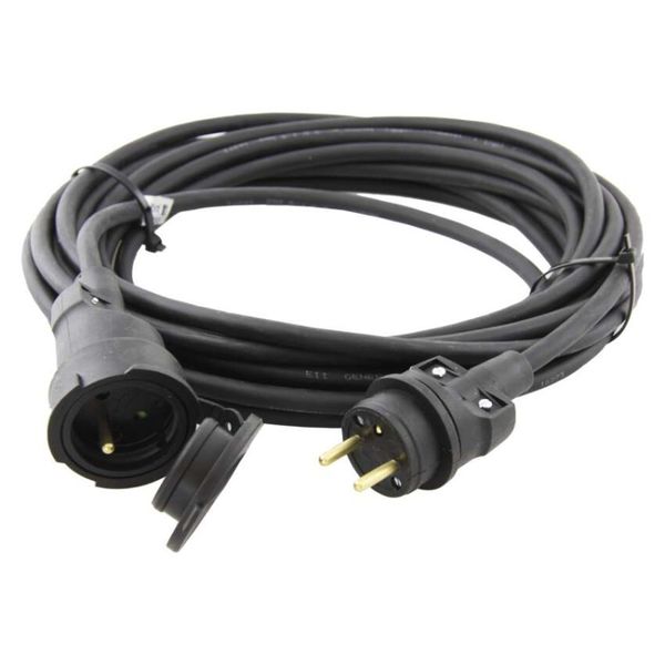 Vonkajší predlžovací kábel 10 m / 1 zásuvka / čierny / guma / 230 V / 1,5 mm2
