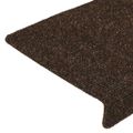 vidaXL Schodové rohože, samolepiace, 15 ks, 65x21x4 cm, hnedé, s obdĺžnikovým okrajom