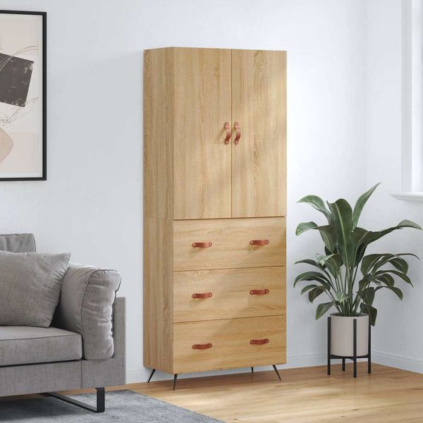 vidaXL Vysoká skrinka dub sonoma 69,5x34x180 cm spracované drevo