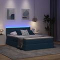 vidaXL LED úložná posteľ s matracom Modrá 140 x 200 cm Látka