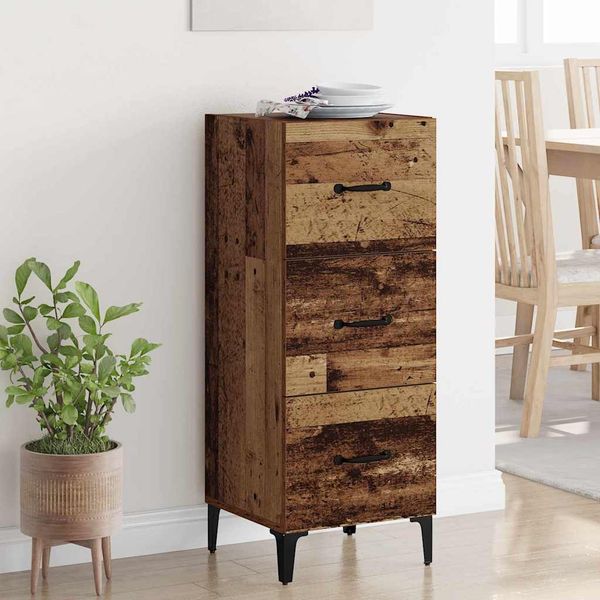 vidaXL Servírovacia skriňa so zásuvkou Staré drevo 34,5 x 34 x 90 cm