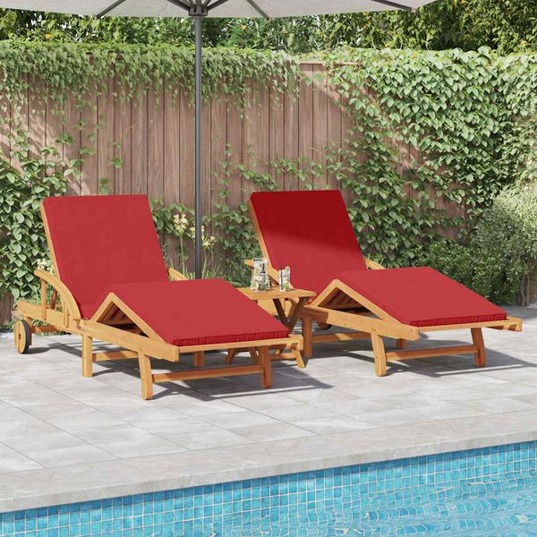 vidaXL Lehátko 2 pcs Červená 200 x 67 x 84 cm Pevné akáciové drevo