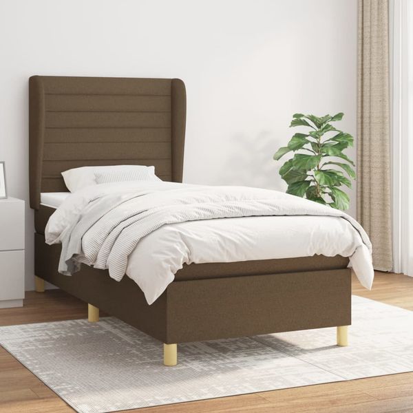 vidaXL Posteľný rám boxsping s matracom hnedý 90x200 cm látka