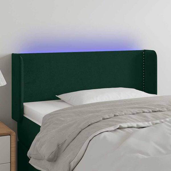 vidaXL Čelo postele s LED tmavozelené 103x16x78/88 cm zamat