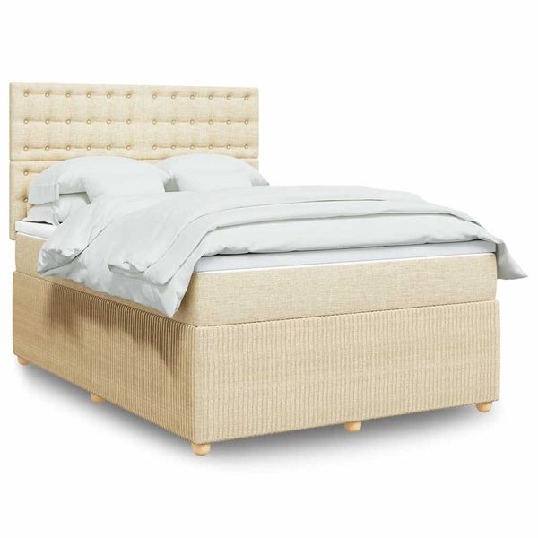 vidaXL Boxspring posteľ s matracom krémový 140x190 cm látka