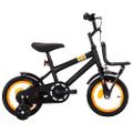 vidaXL Detský bicykel s predným nosičom čierny a oranžový 12 palcový