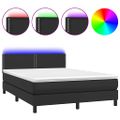 vidaXL Boxspring posteľ s matracom a LED čierna 140x200 cm umelá koža