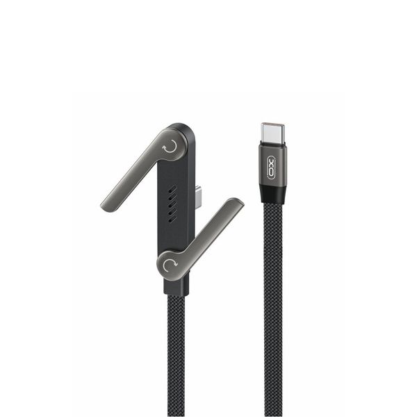 XO kábel NB-Q311 PD USB-C - USB-C 1,5m 240W čierny plochý so stojanom