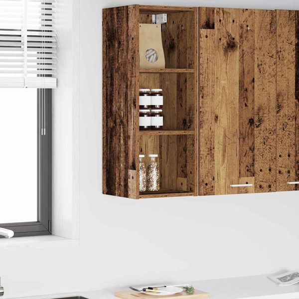 vidaXL Závesná skrinka s úložiskom Riga Staré drevo 30 x 29,5 x 80 cm