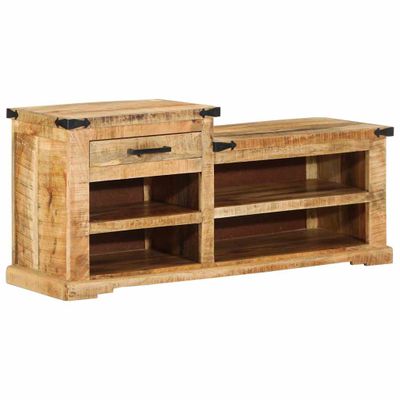 vidaXL lavička so zásuvkou Hnedá 110 x 35 x 50 cm Hrubé mango