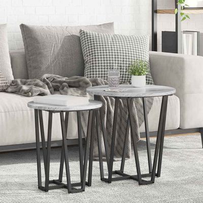 vidaXL Sada príručných stolíkov 2 pcs Šedý Sonoma a čierna
