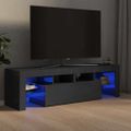 vidaXL TV skrinka s LED svetlami, lesklá sivá 140x36,5x40 cm