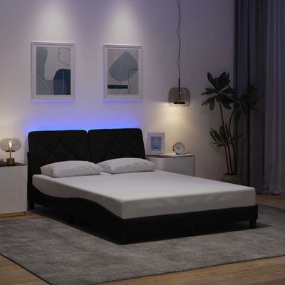 vidaXL Rám postele s LED bez matraca čierna 140x190 cm látka