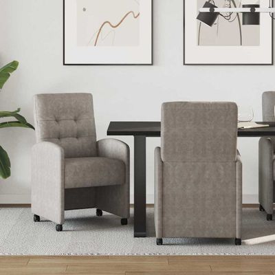 vidaXL Jedálenské stoličky na kolieskach 2 pcs Sivá 58 x 67 x 97 cm