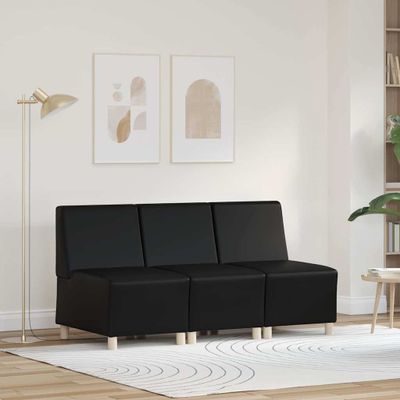 vidaXL Bezrúčková modulárna sofa jednotka 3 ks Čierna Umelá koža