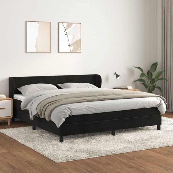 vidaXL Posteľný rám boxspring s matracom čierny 160x200 cm zamat