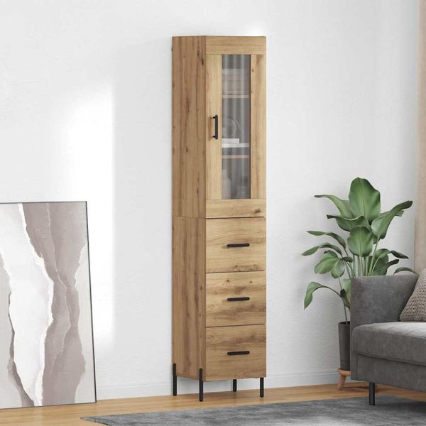 vidaXL Highboard Remeselný dub 34,5 x 34 x 180 cm Kompozitné drevo