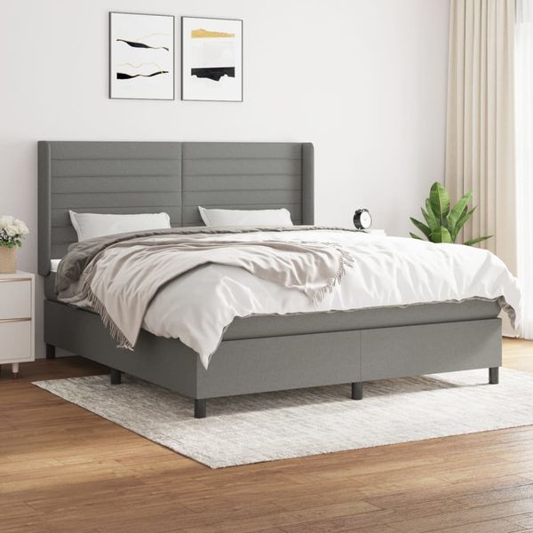 vidaXL Boxspring posteľ s matracom tmavosivá 180x200 cm látka