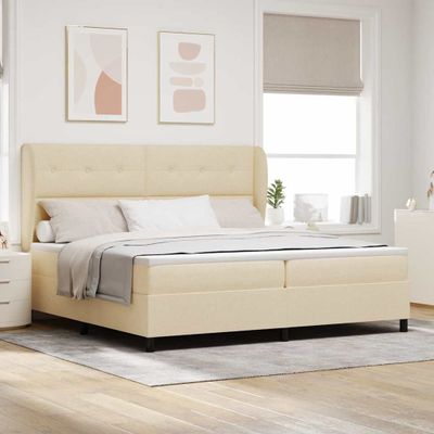 vidaXL Posteľ s pružinovým rámom Krémová 200 x 200 cm látka