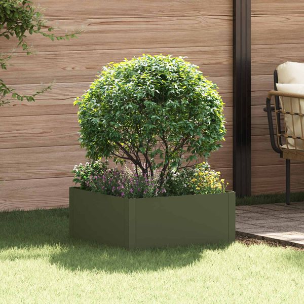 vidaXL Obrubník trávnika 60 x 60 x 35 cm Oceľ Olivovo zelená