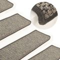 vidaXL Schodové rohože 15 ks 65x21x4 cm béžovo-sivé s obdĺžnikovým okrajom