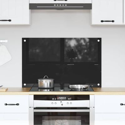 vidaXL Kuchynský obklad Čierna 80 x 50 cm tvrdené sklo