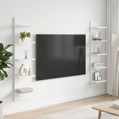 vidaXL Stenná polica 2 ks Biela 22 x 15 x 100 cm Kompozitné drevo