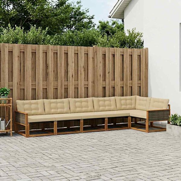 vidaXL Záhradná súprava gaučov s vankúšom 6 pcs Prírodná a béžová