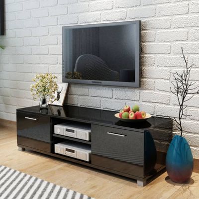 vidaXL TV skrinka, lesklá čierna 120x40,5x35 cm