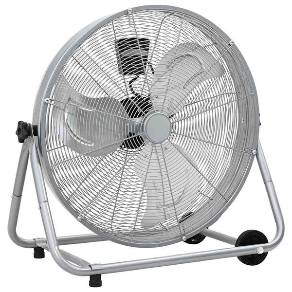 vidaXL Bubnový ventilátor s kolesom Strieborná 73 x 42 x 70 cm Hliník