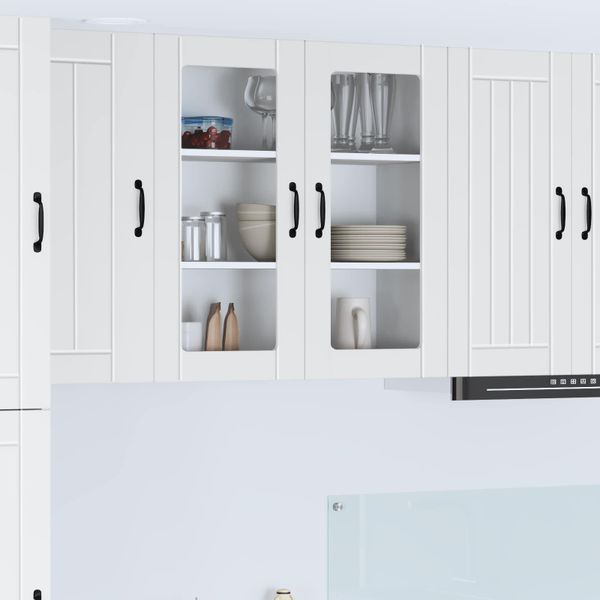 vidaXL Nástenný sklenený kabinet LUCCA Biela 80 x 31 x 80 cm