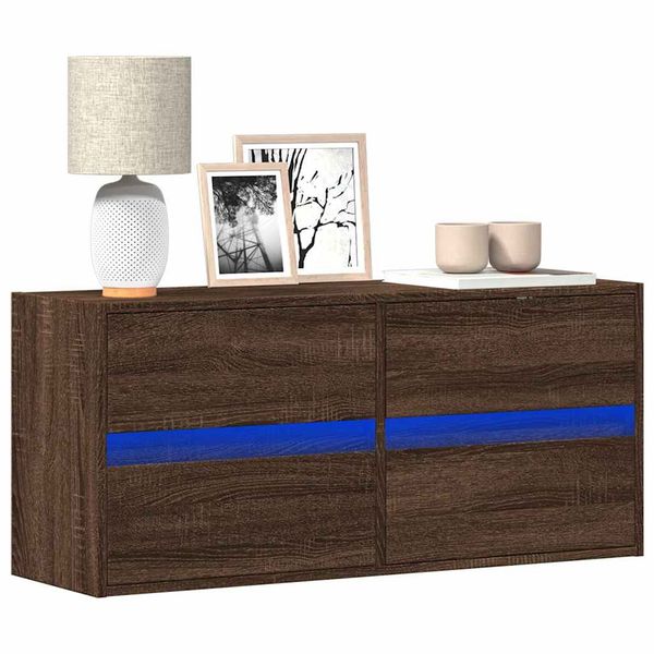 vidaXL TV nástenná skrinka s LED svetlami hnedý dub 100x31x45 cm