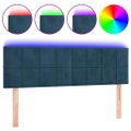 vidaXL Čelo postele s LED tmavomodré 144x5x78/88 cm zamat