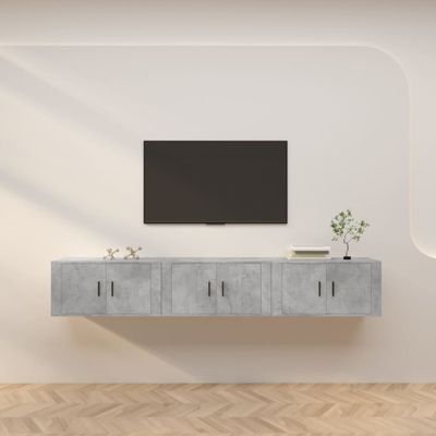 vidaXL Nástenné TV skrinky 3 ks betónovo-sivé 80x34,5x40 cm