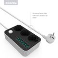 COLORWAY Predlžovací napájací kábel/ 3x Schuko/ 6x USB 5V / kábel 1,8m Kabel, predlžovací, 3x zásuvka 220V, 6x USB 5V, 1,8m, bielo-cierna